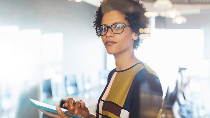 woman with tablet service component