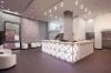 cylinders lighting in reception area