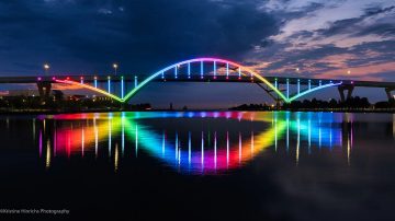 colorful bridge lighting